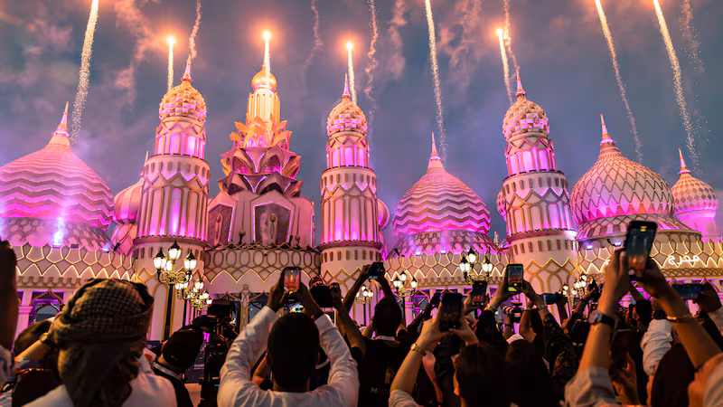 Top pavilions and zones to watch the 2026 New Year’s Eve fireworks at Global Village
